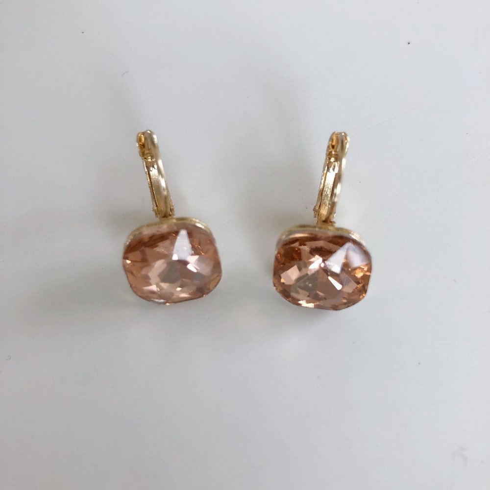 Morganite Stone Gold Solitaire Drop Earrings